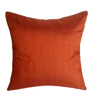 Rust orange dupioni silk pillow cover, decorative peur silk rust orange throw pillow covar, luxury silk cushio, custom made,16 to 20 inches image 2