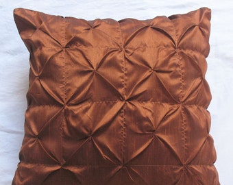 Cenaman brown pleated cushion cover. Deceretive brick  brown  ruoch pintuck cushion cover  custom made. Custom made 18 to 24x24 inches