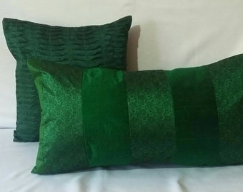 Decorative Throw Pillows Cushion Covers Jade green dupioni silk throw pillow