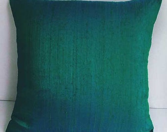 Decorative Throw Pillows Cushion Covers Jade green dupioni silk throw pillow