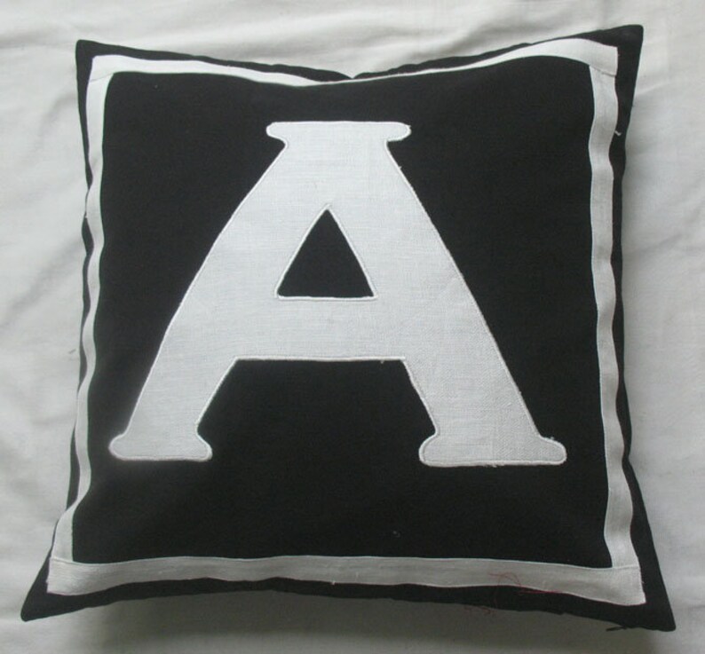 Monogram Pillow Cover Black and White Monogrammed Pillow Etsy