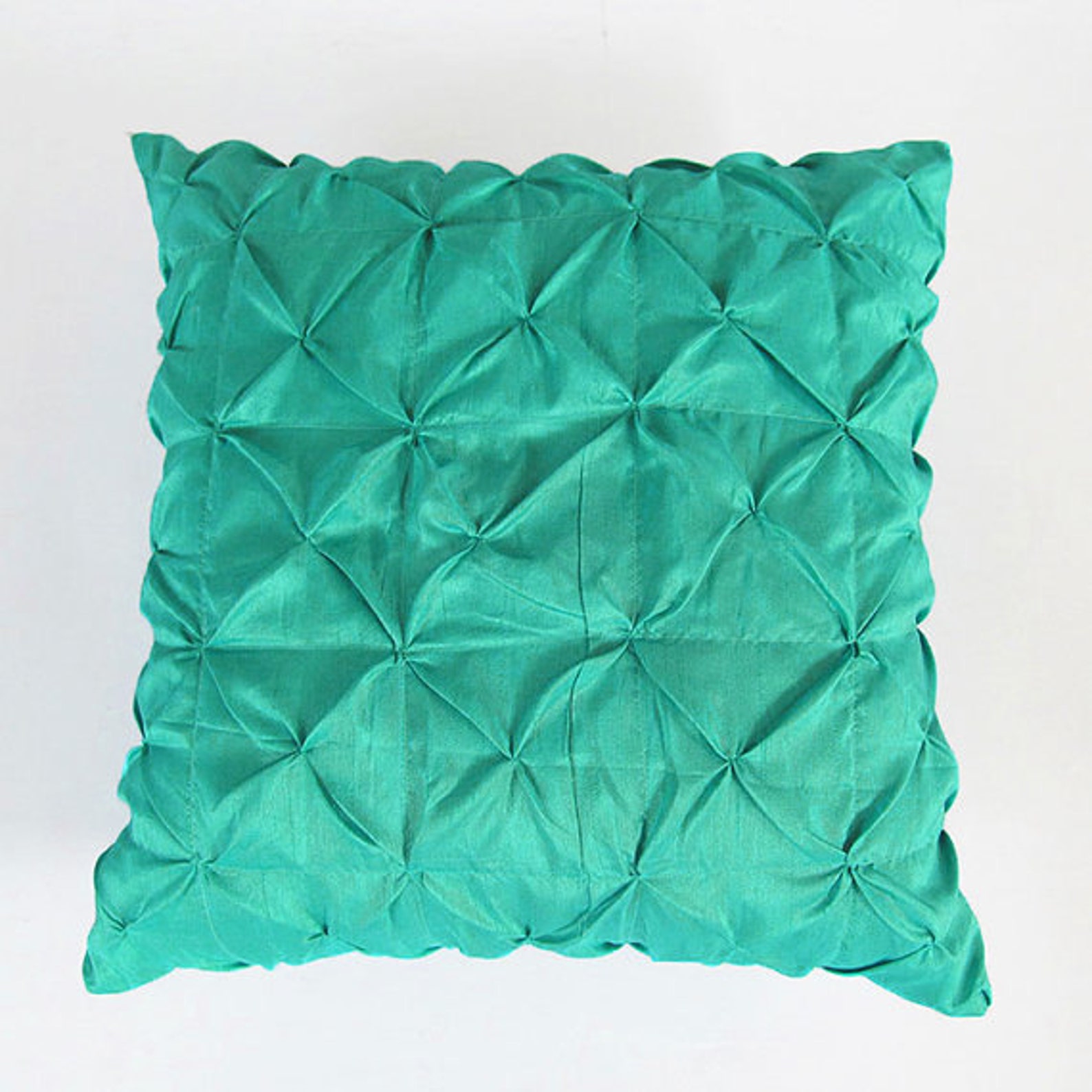 Mint Ruched Pintuck Pillow Cover. Decorative Pleated Pillow. 26X26 Inch