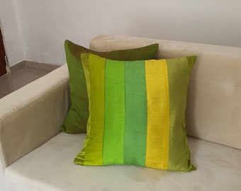 Lime green, lime yellow  dupioni silk pillow cover decorative sheds of green pillow, Colourful Spring decor, made to order. 16 to 22 inches.