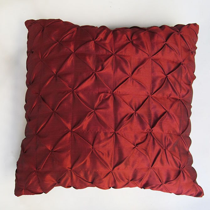 Dark red euro sham 26 inch pillow ruched pintuk pillow.euro Etsy