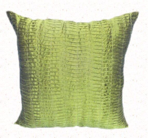 Lime green pleated cushion cover. Decorative light lime green Etsy