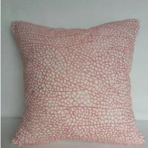 Coral pink coral fan pillow cover, Decorative pink  coral embroidered  Notical inspired pillow. Beach decor. custom made oblong and square