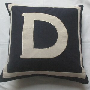 Monogram pillow. Black and white letter Pillow Wrap Peronalized Pillow Cover