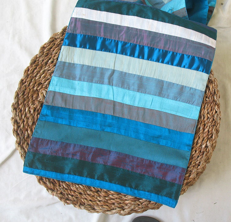 Blue Stripes Table Runner Blue Silk Table Runner. Custom Made. - Etsy