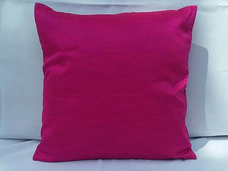 Fuchsia pink silk pillow. Pink and Blue shot decorative throw Etsy