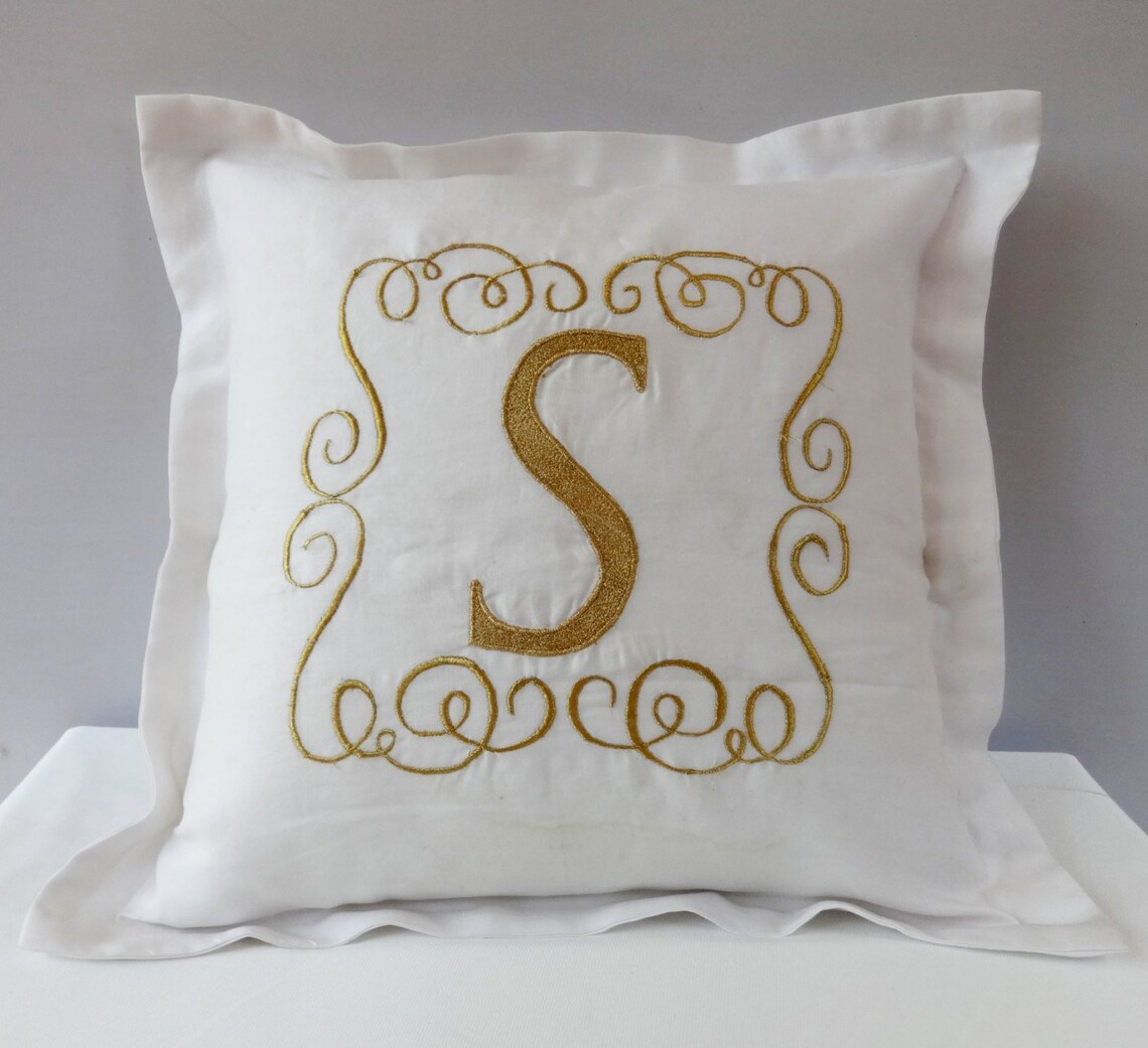 Monogram pillow sham gold monogram pillow case monogrammed Etsy
