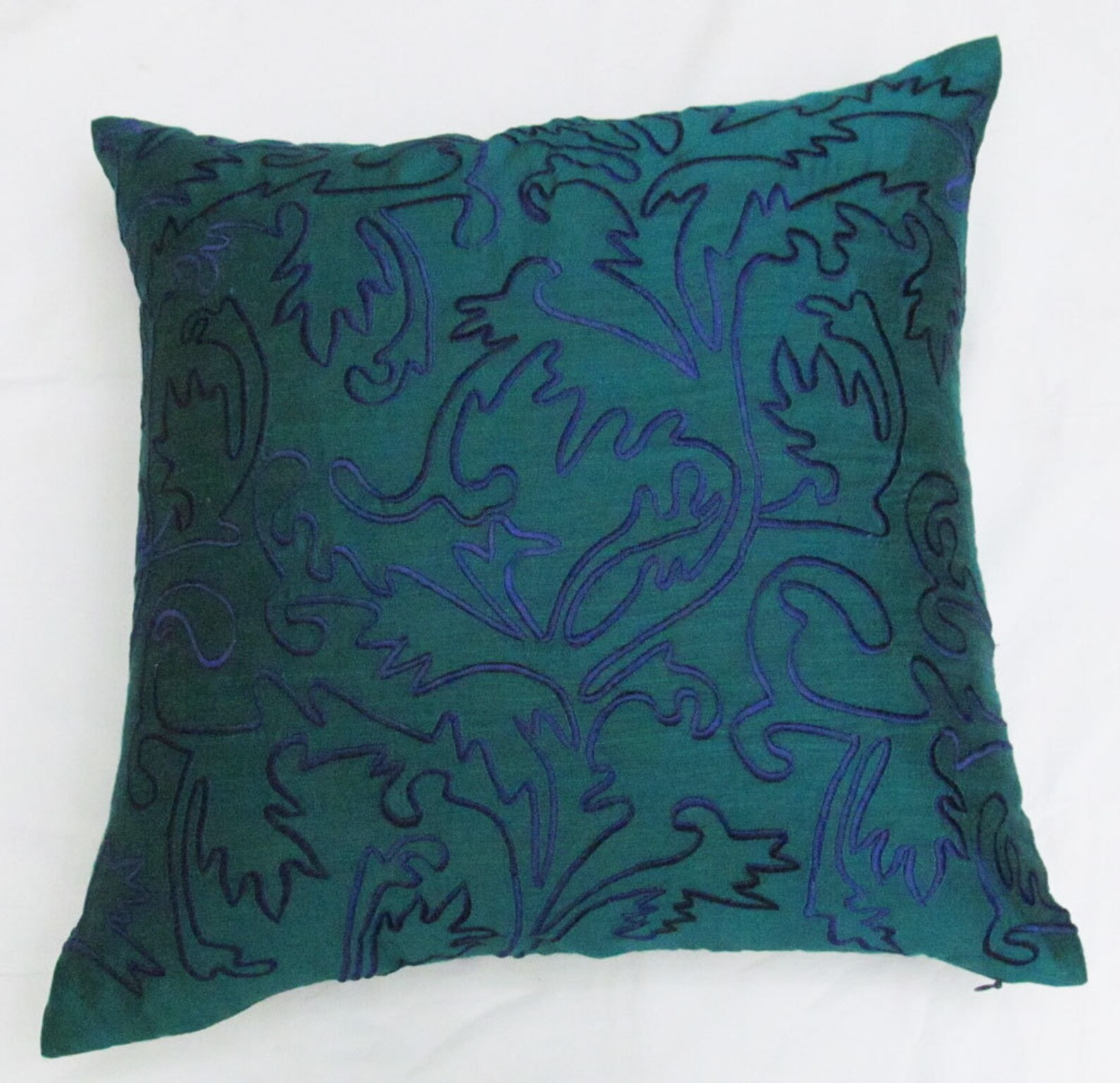 Emerald green throw pillow cover with indigo blue Moroccan Etsy