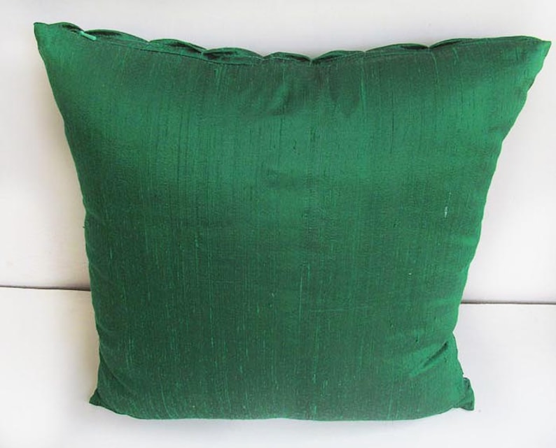 Dark green pleated throw pillow 16 inch silk cushion cover. Etsy