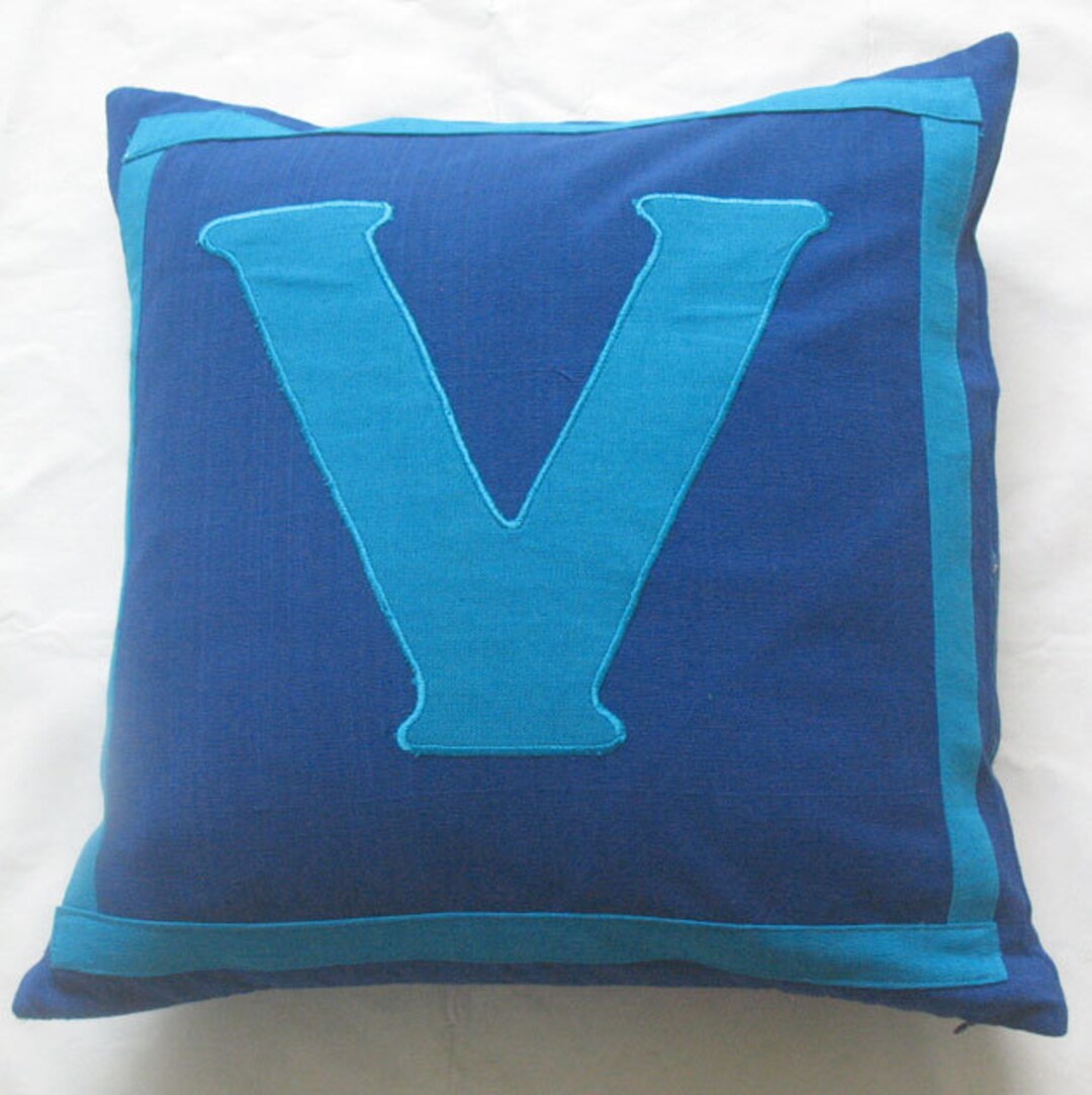 Royal Blue and Sku Blue Monogram Pillow Cover Personalize Cushion. Gift Pillow. Monogrammed