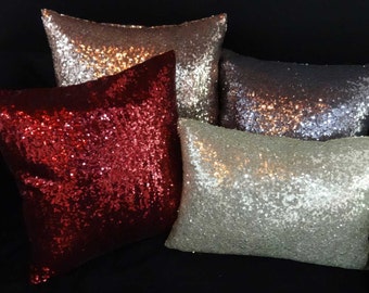 Burgundy sequence pillow cover, Deep red sequin festive season pillow, 12x16 inch oblong  and 16x16 inch cushion covers, on offer 20 % off.