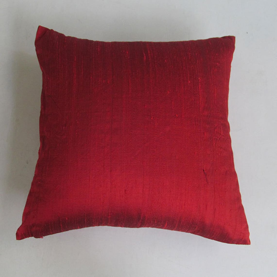 Bright red dupioni silk pillow cover. decorative throw