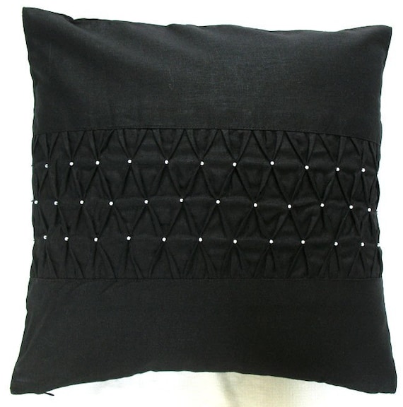 Black pintuck throw pillow cover with Pintucks pillow case | Etsy