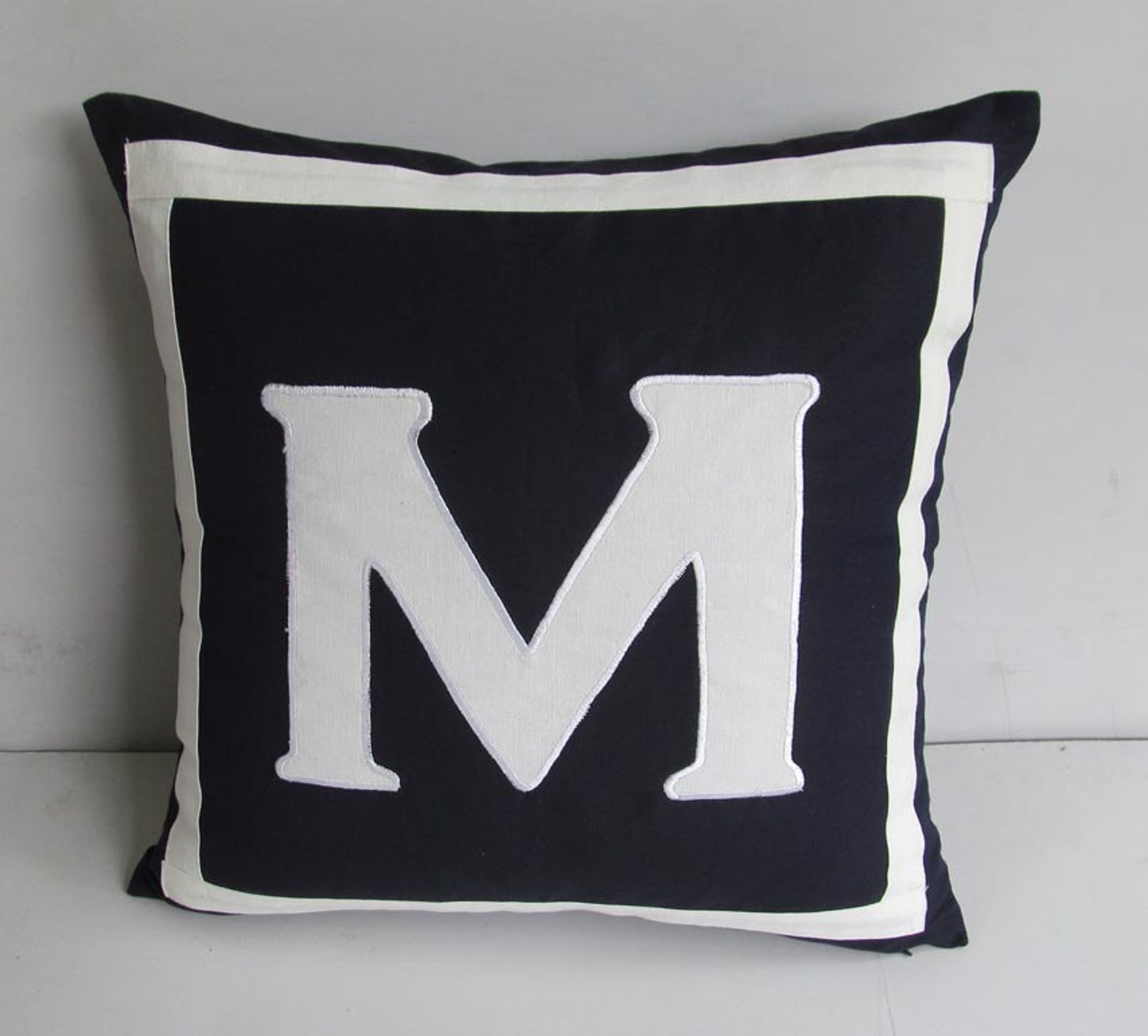 Navy monogram pillow monogrammed cushioncover initial pillow Etsy