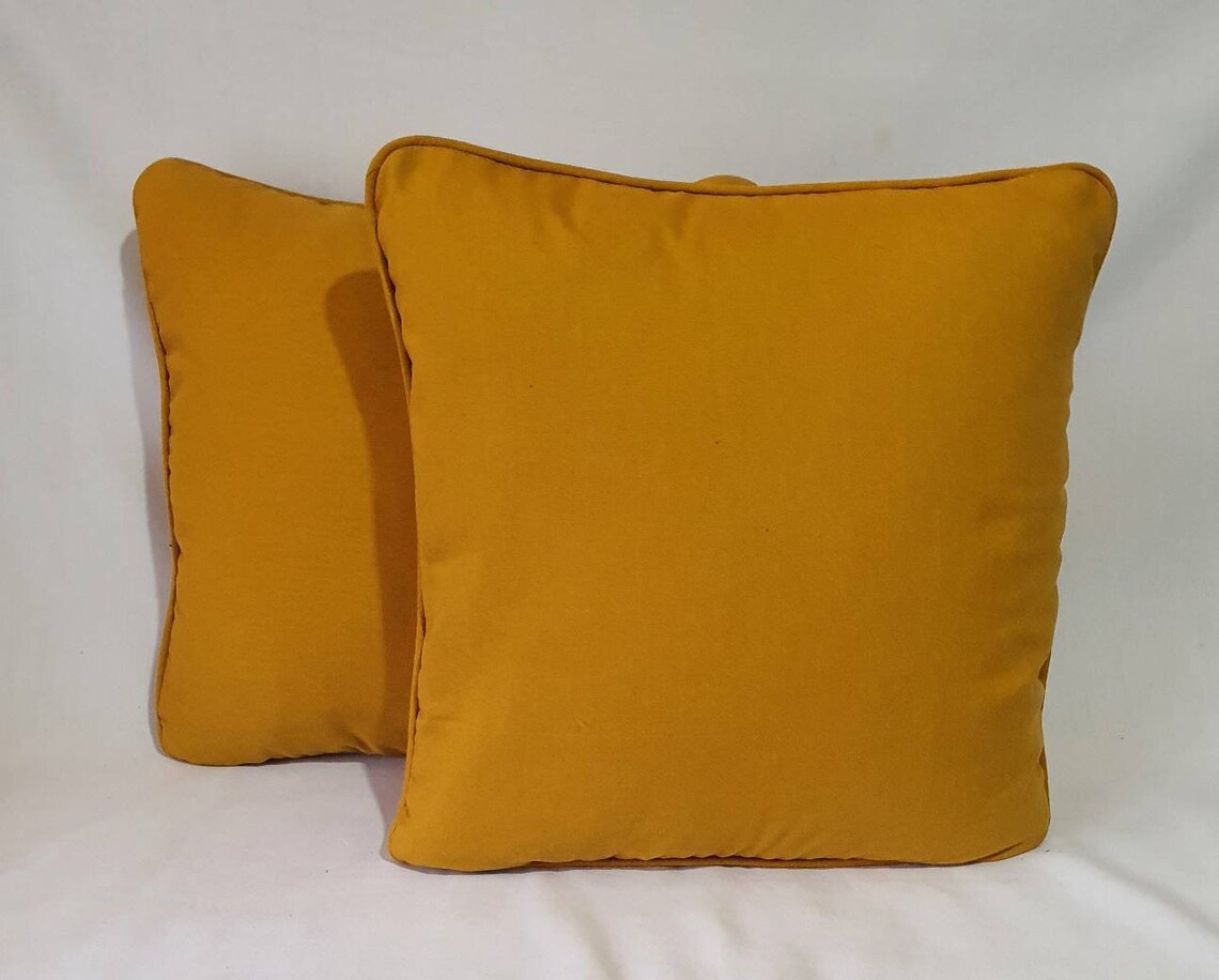 Mustard Yellow Pillow Cover With Brown Paiping Edge Mustard Etsy