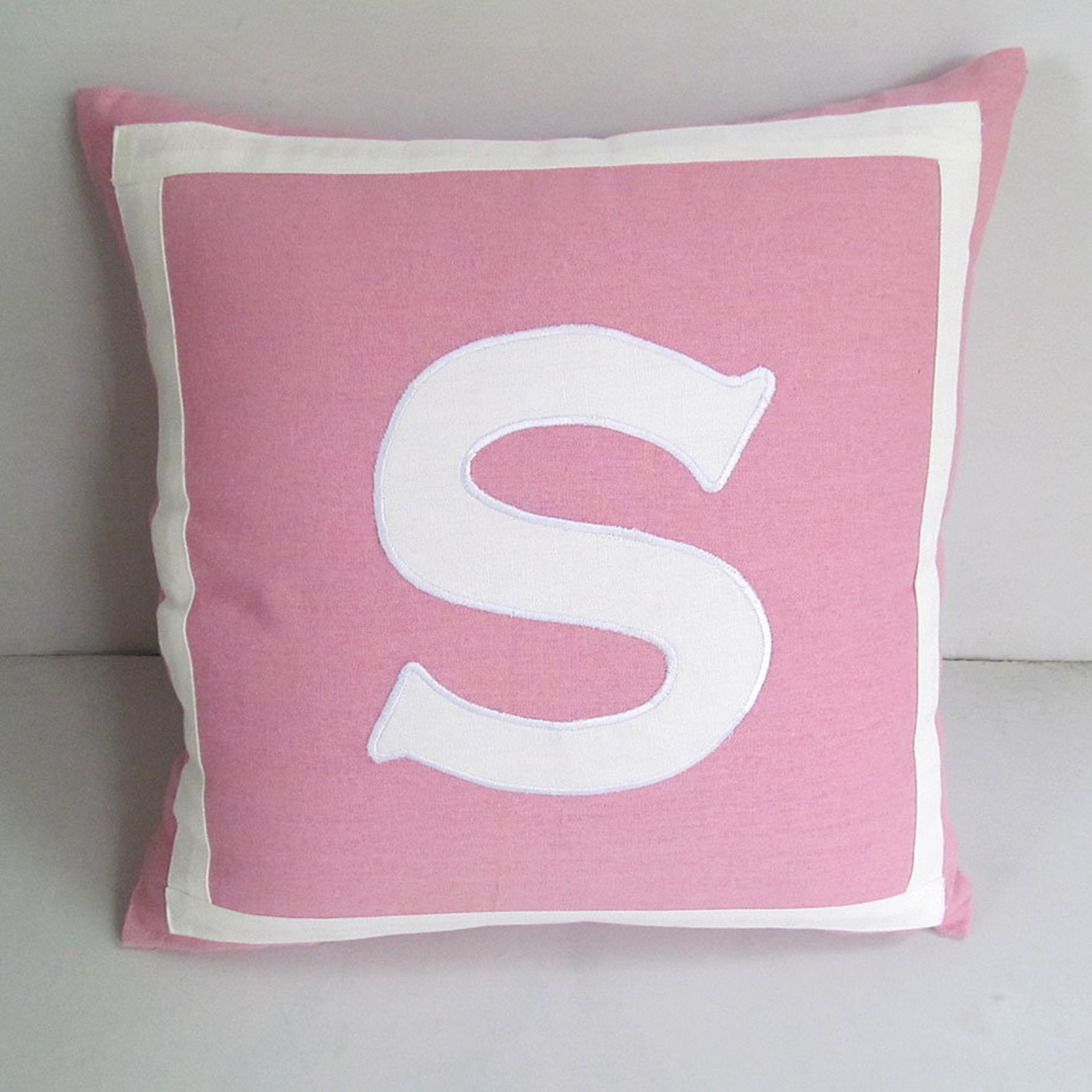 Pink Monogram Pillow Initial Pillow Little Girls Room Decor Etsy