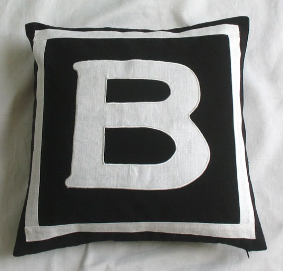 Black and white monogram pillow sales