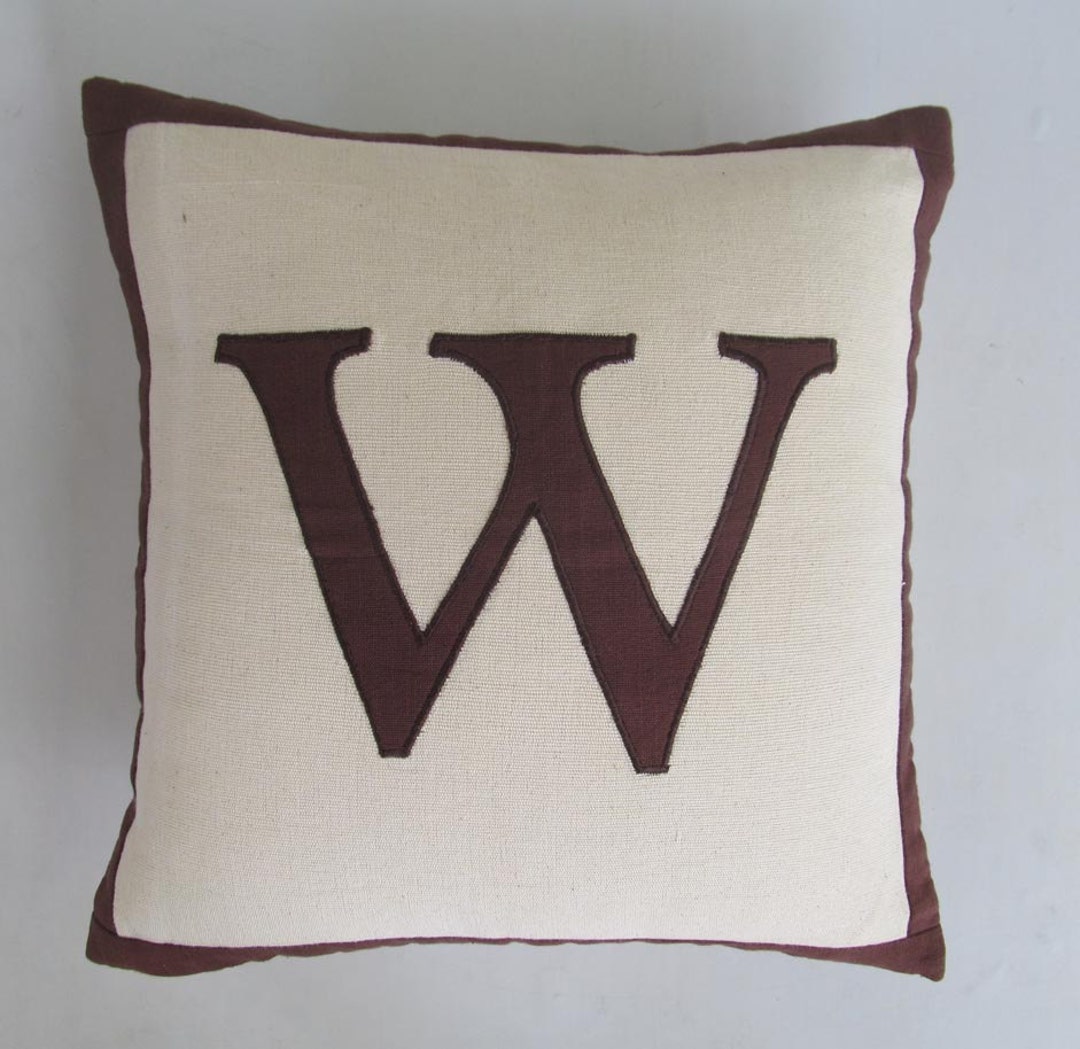 Beige and Brown Monogram/ Number Pillow Cover Personalized Cushion ...