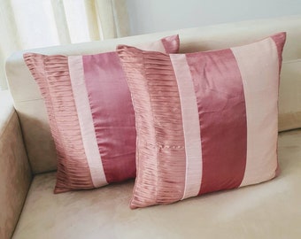 pink pillow. Coral pink blush pink, peach pink with pintuck panels,   decorative luxury silk pillow cover on discount 20% off.