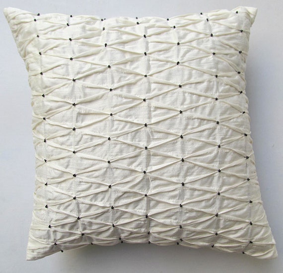 Off White Pleated Pillow. Decorative Throw Pillow Cover. With Etsy