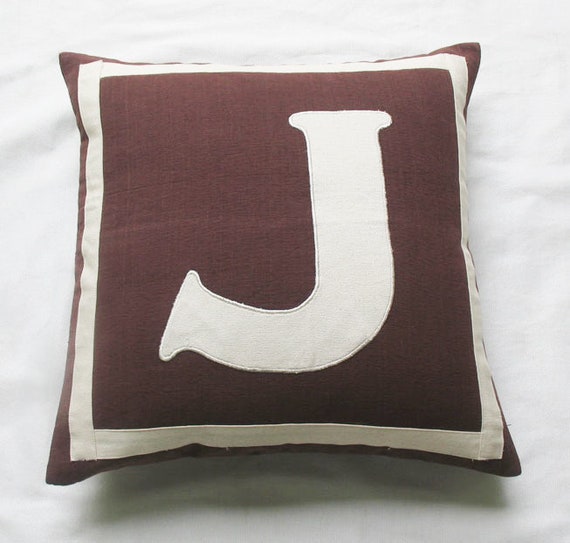 Chocolate Brown Monogram Pillow Monogrammed Letter Pillow Etsy
