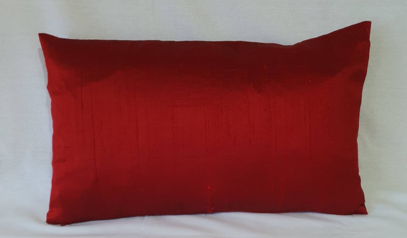 Deep Red Dupioni Silk Pillow Cover Floral Embroidered Cushion Etsy