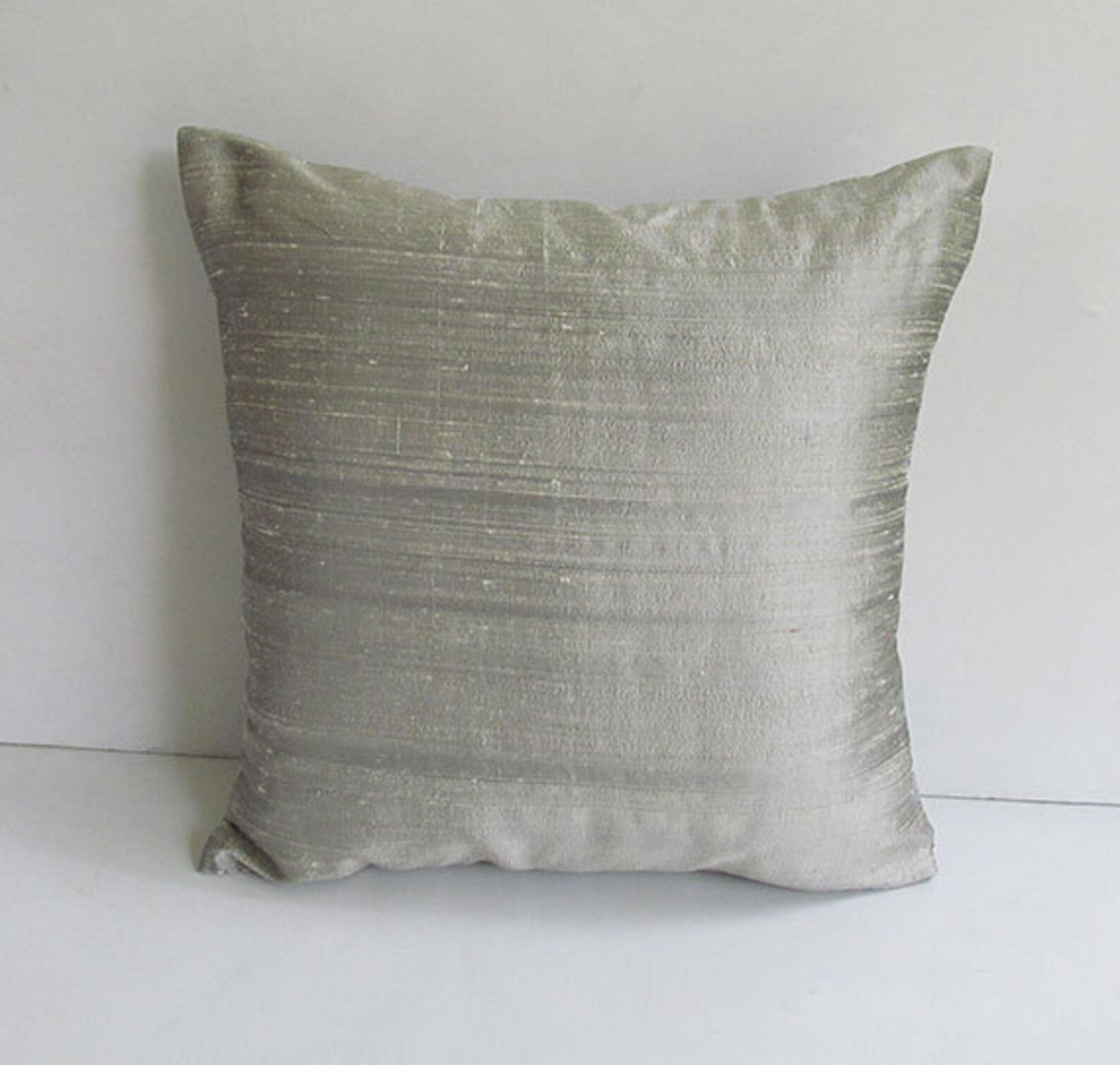 Silver Gray Pillow. Dupioni Silk Pillow Cover. Decorative Row Etsy