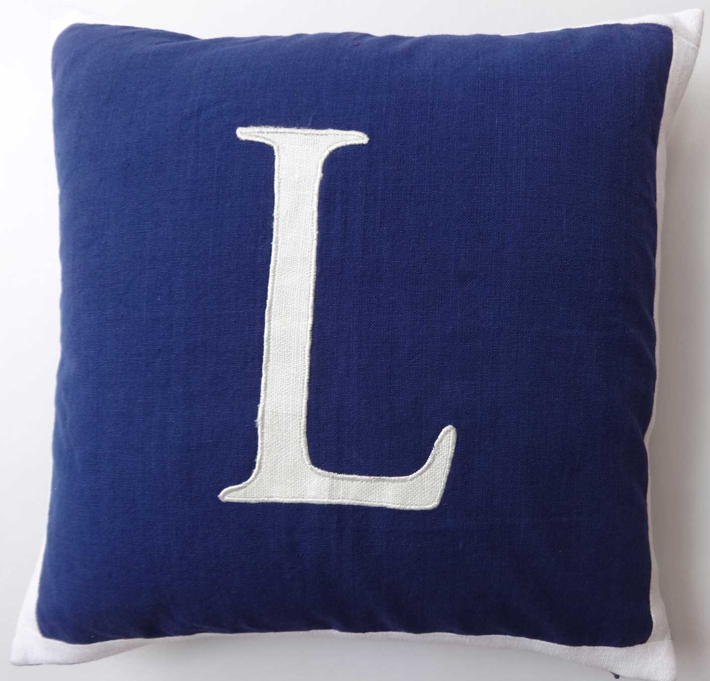 Royal blue and white monogram pillow. letter pillow Custon Etsy