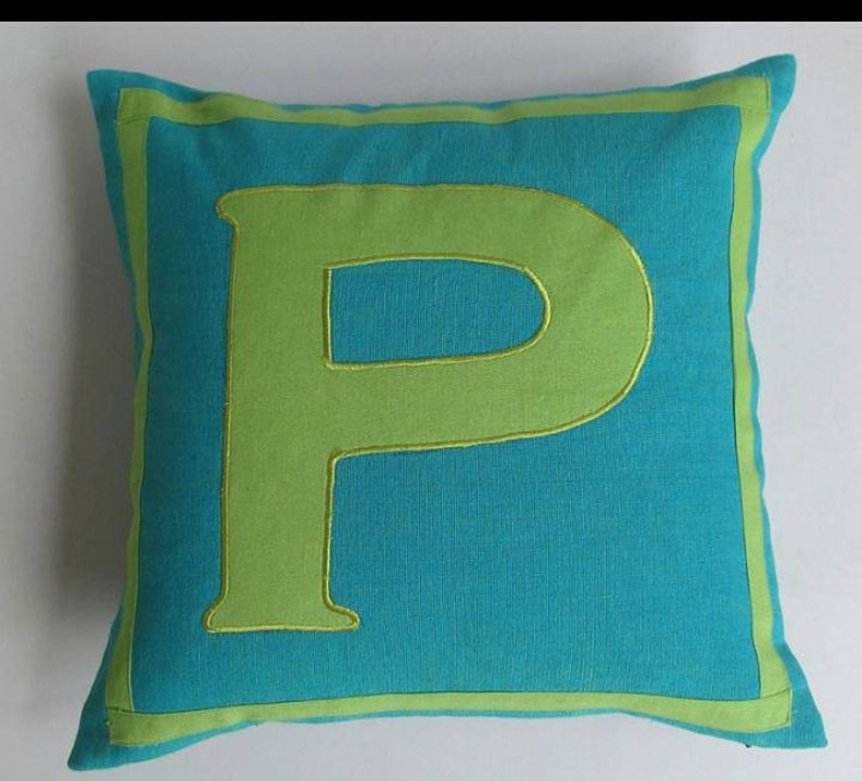 Black Monogrammed Pillow Cover Personalized Pillow Initial Etsy