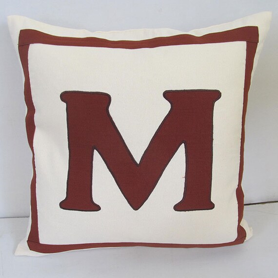 Monogram pillow personalized cream and initial pillow. Custom made decorative
