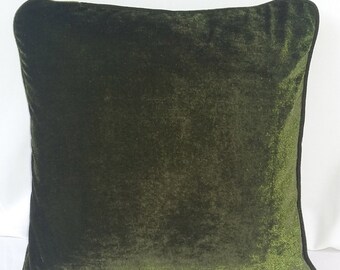 Dark Olive gren velvat pillow cover Velvet throw pillow. Soft velvet pillow cover with pipping edge. Custom made Luxury cushion cover