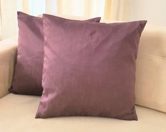 Lilac pillow cover, French lilac solid  cushion, light purple decorative silk pillow. Custom made. 16 to 22 inches.