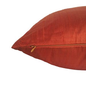 Rust orange dupioni silk pillow cover, decorative peur silk rust orange throw pillow covar, luxury silk cushio, custom made,16 to 20 inches image 3