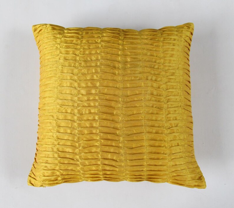 Mustard yellow pillow. pintuck pillow. Pleated textured cover Etsy