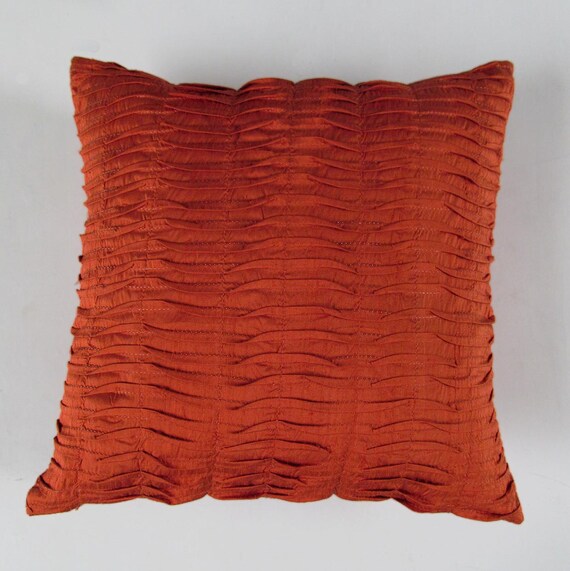 Items similar to burnt orange pillow 18 pillow pleated textured cover