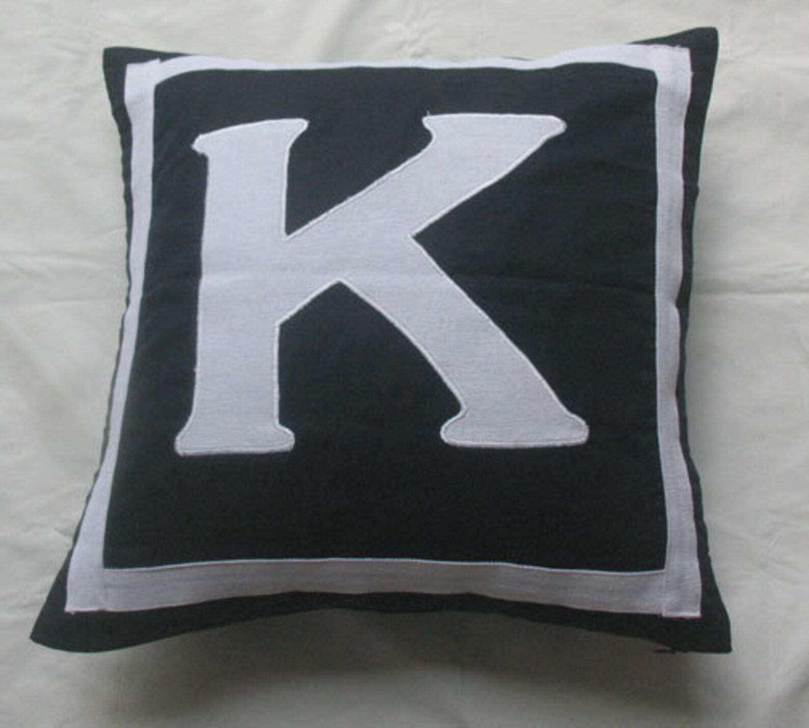 Midnight Blue Monogram Pillow With White Initial. Decorative Etsy