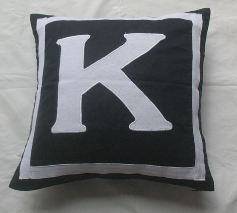 Midnight Blue Monogram Pillow With White Initial. Decorative Etsy