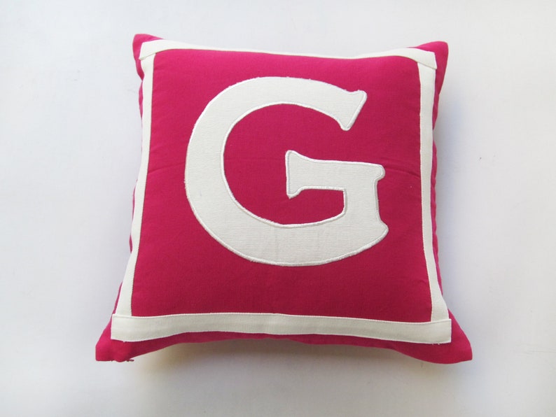 Pink Monogram Pillow Initial Pillow Little Girls Room Decor Etsy