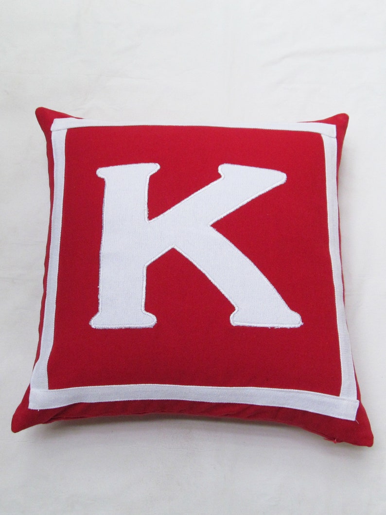 Red and White Initial Pillow Cover. Monogram Pillow. Letter Etsy