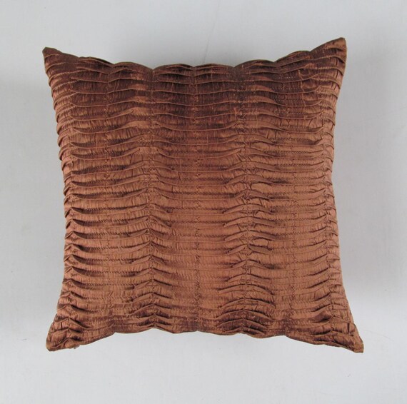Light brown silk pleated pillow cover Brown pillow cover Chocolate brown