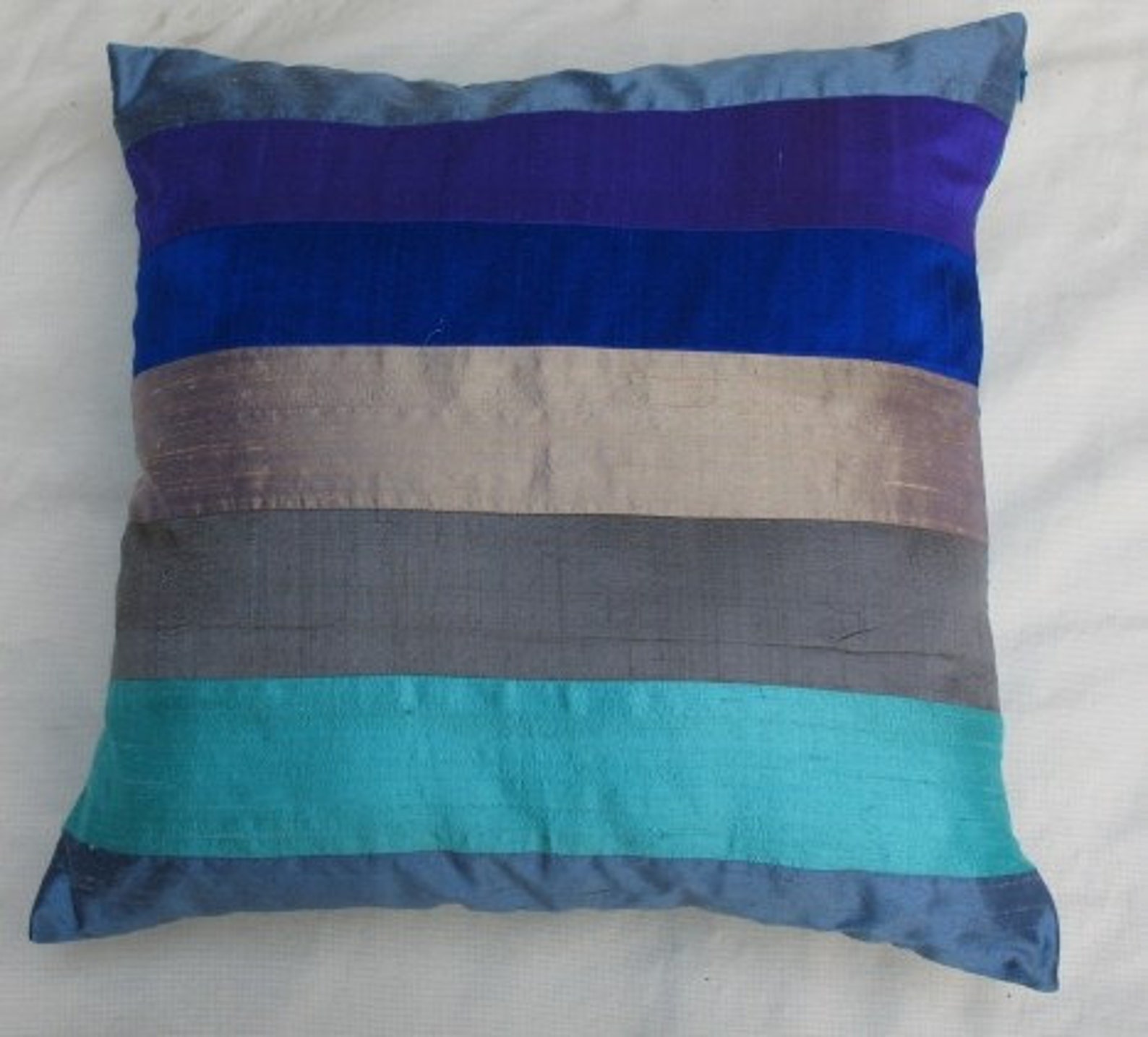 Blue striped decorative cushion cover. dupioni silk striped Etsy