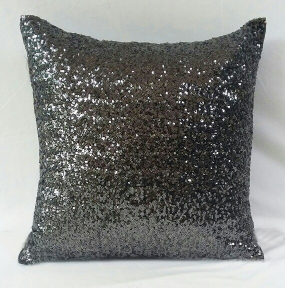 Sequin Pillow. Decorative Charcoal Gray Glitzy Pillow Cover. Etsy