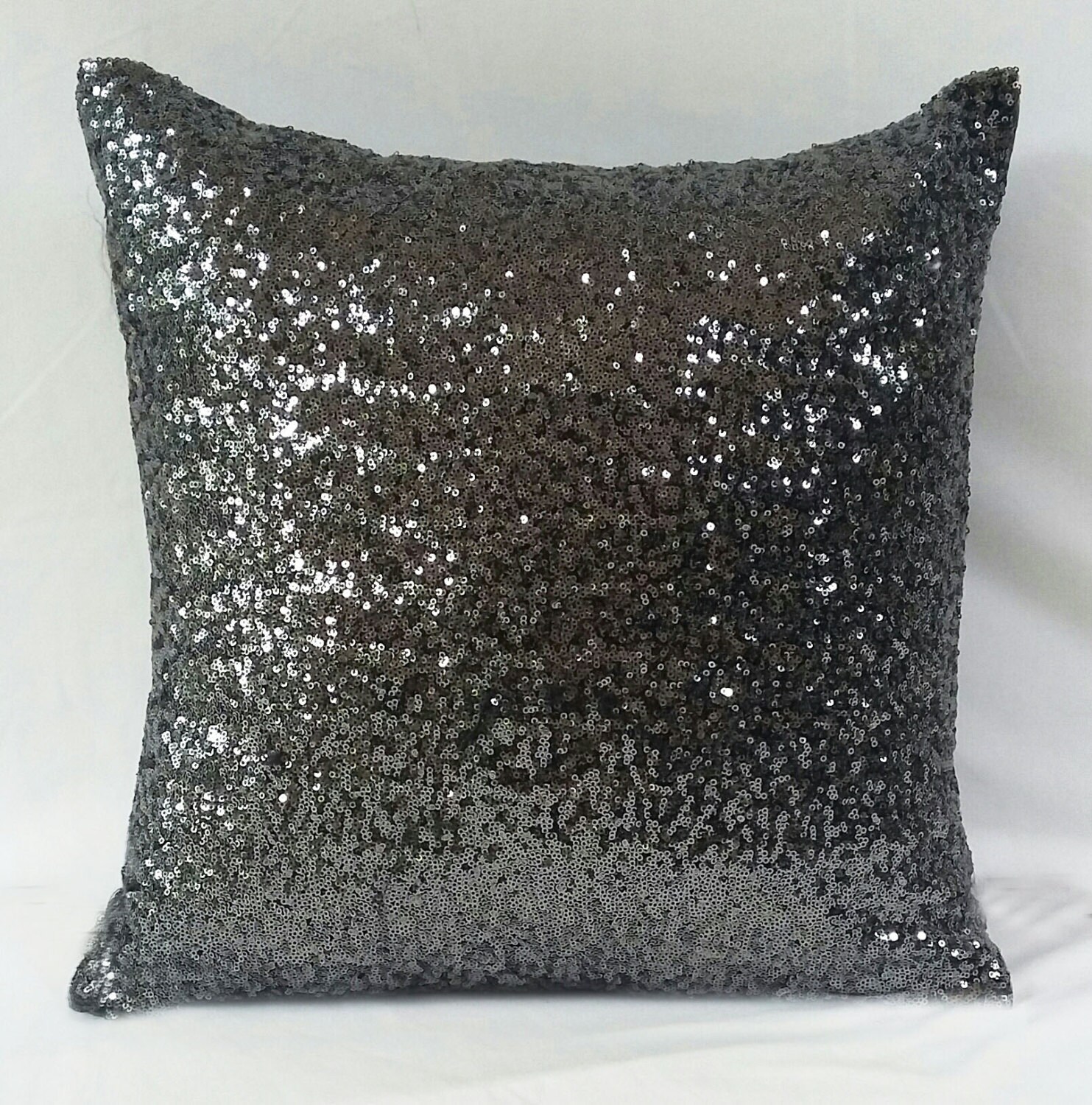 Sequin pillow. Decorative charcoal gray glitzy pillow cover. Etsy