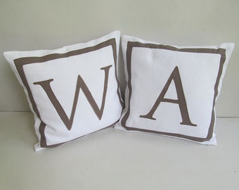 personalized initial pillow, monogrammed pillow cover, custom made letter pillow, alphabet pillow