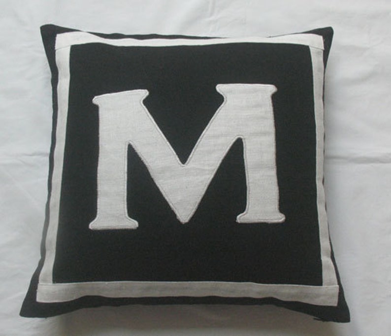 Black and White Initial Pillow. Custom Made Decorative Etsy