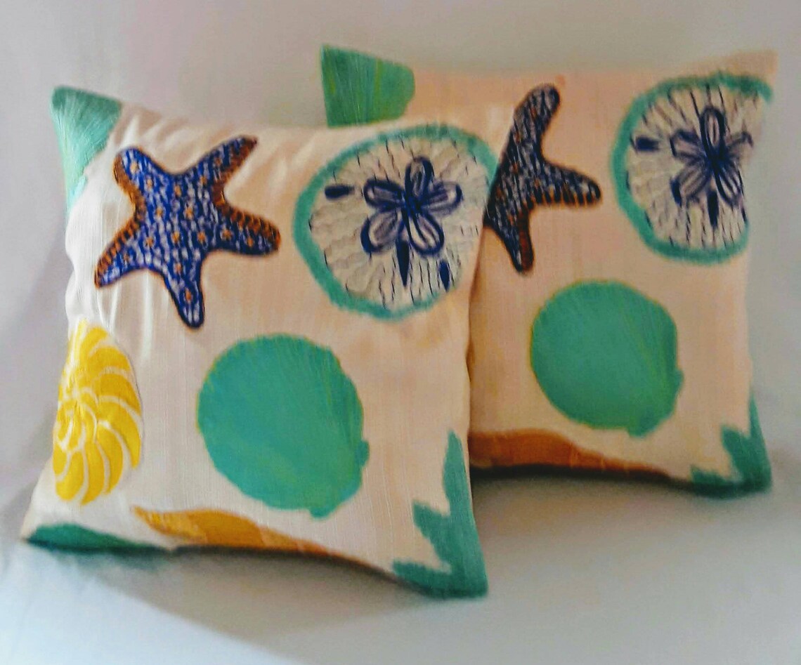 Sea Themed Pillow Cover. Colourful Beach Pillow. Decorative Etsy