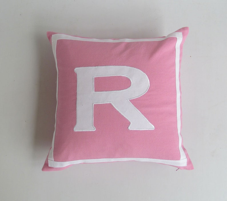 Pink Monogram Pillow Initial Pillow Little Girls Room Decor Etsy